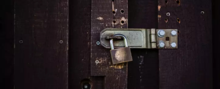 Padlock on a door