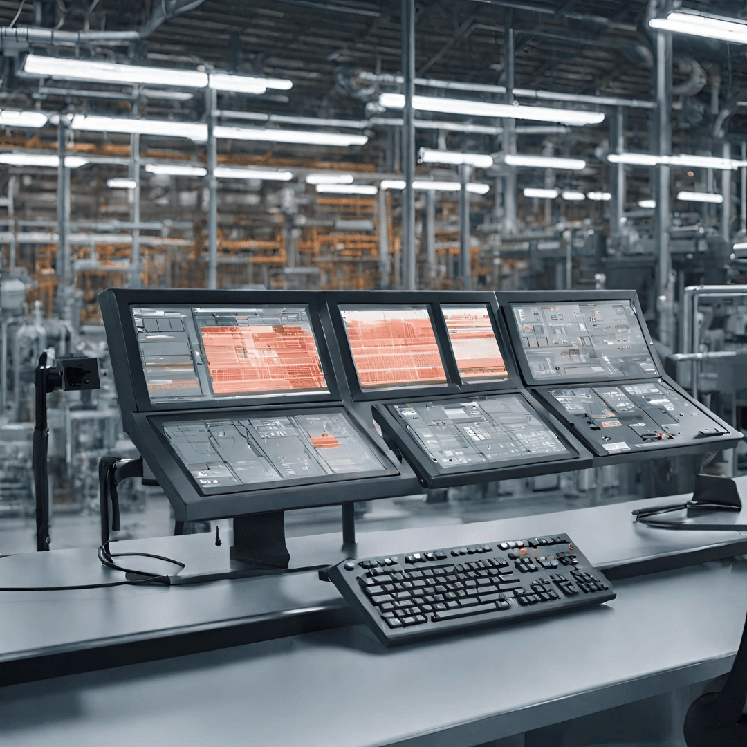 ICS screen with industrial plant in background