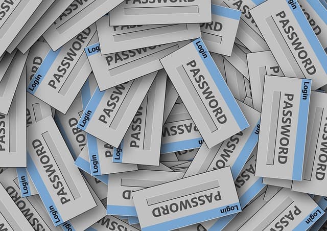 pile of cards with "password" on them