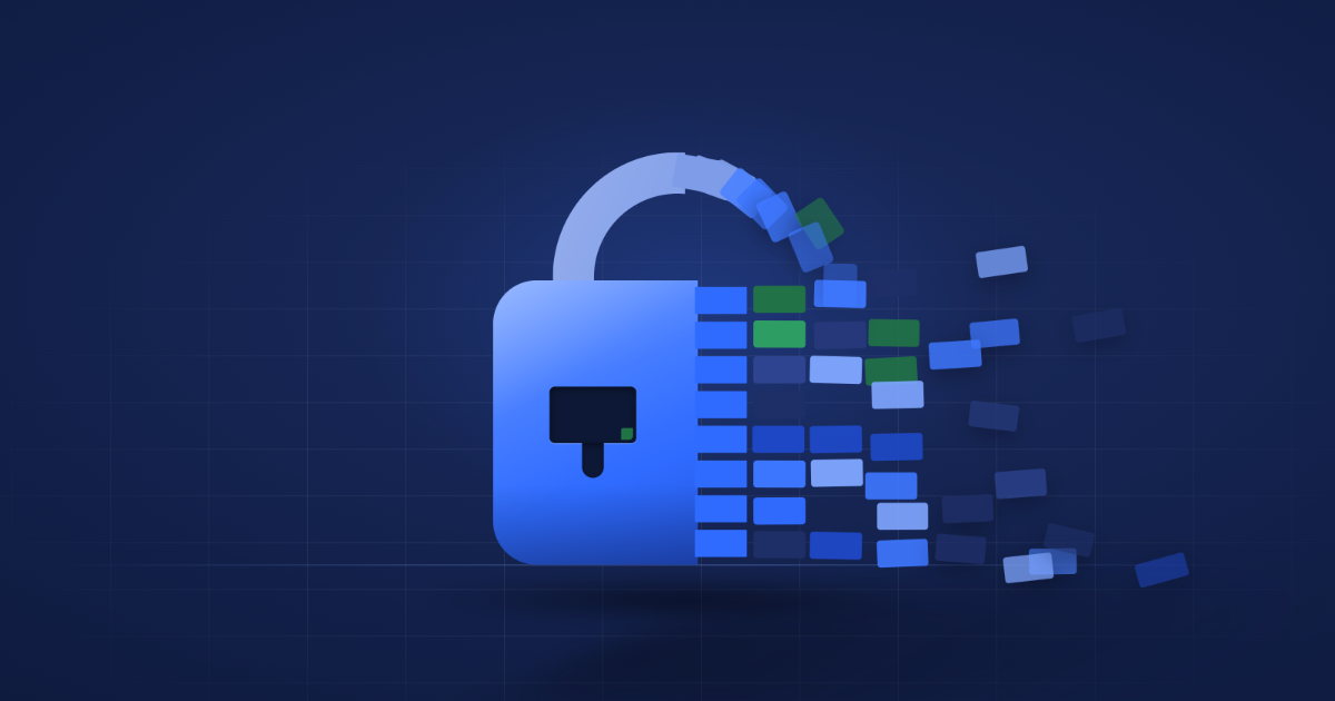 lock symbol breaking into pixelated pieces