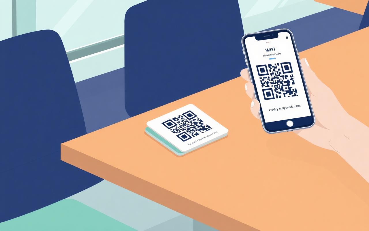 Phone scanning a printed WiFi QR code